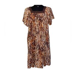 Vintage Daffodil Maxi Day Dress Size Large Cotton Loungewear Bohemian Beachy